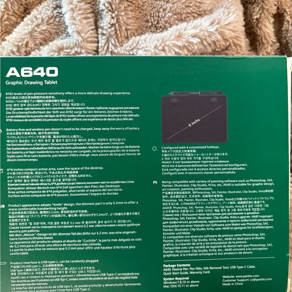 A640 V2 Graphic Drawing Tablet - White - Picture 6 of 9